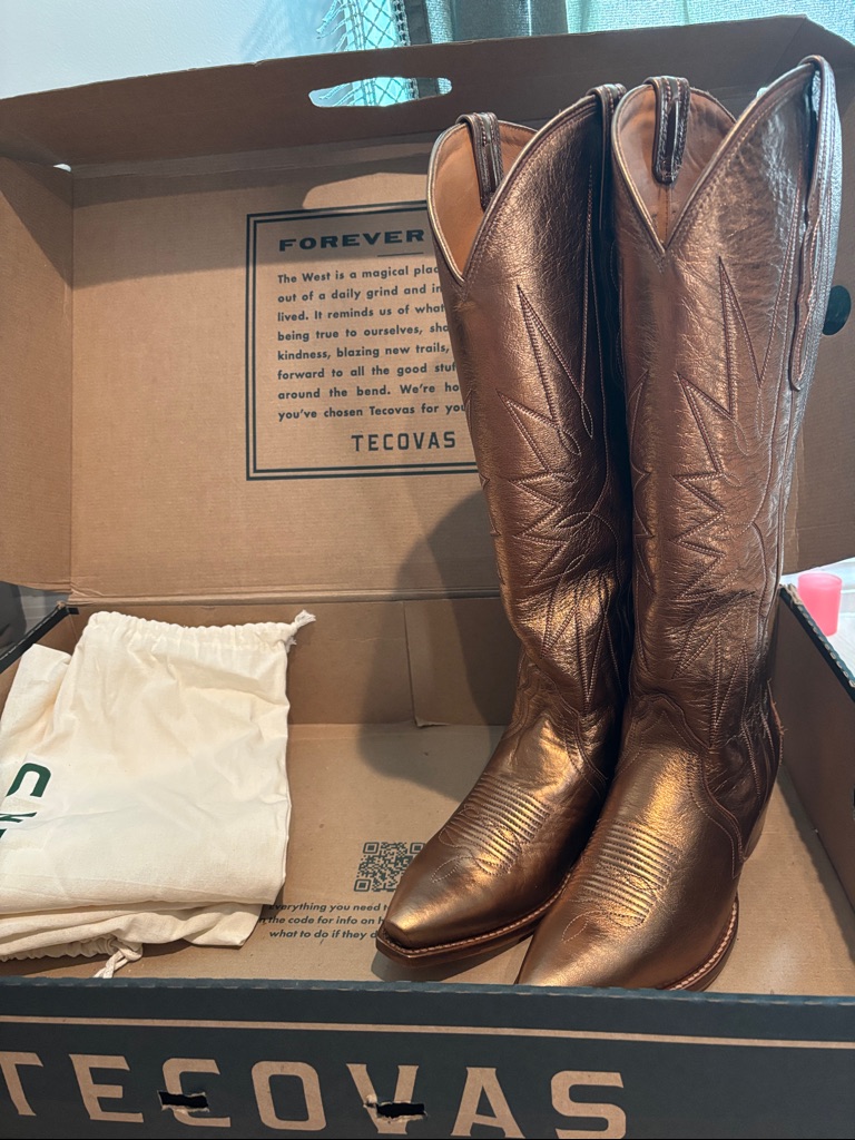 Tecovas Metallic Bronze Western Knee Boots